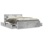 vidaXL Cadru de pat cu tăblie gri beton 140x200 cm lemn prelucrat
