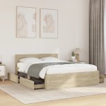 vidaXL Cadru de pat cu tăblie stejar sonoma 120x200 cm lemn prelucrat