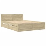 vidaXL Cadru de pat cu tăblie stejar sonoma 120x200 cm lemn prelucrat