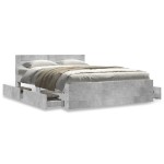 vidaXL Cadru de pat cu tăblie gri beton 120x200 cm lemn prelucrat