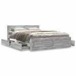 vidaXL Cadru de pat cu tăblie gri sonoma 120x200 cm lemn prelucrat