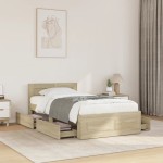 vidaXL Cadru de pat cu tăblie stejar sonoma 100x200 cm lemn prelucrat