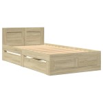vidaXL Cadru de pat cu tăblie stejar sonoma 100x200 cm lemn prelucrat