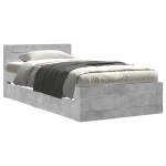 vidaXL Cadru de pat cu tăblie gri beton 100x200 cm lemn prelucrat