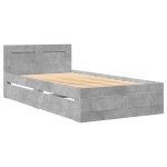 vidaXL Cadru de pat cu tăblie gri beton 100x200 cm lemn prelucrat