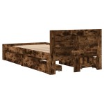 vidaXL Cadru de pat cu tăblie stejar fumuriu 100x200 cm lemn prelucrat vidaXL Cadru de pat cu tăblie stejar fumuriu 100x200 cm lemn prelucrat