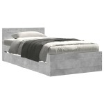 vidaXL Cadru de pat cu tăblie gri beton 90x200 cm lemn prelucrat vidaXL Cadru de pat cu tăblie gri beton 90x200 cm lemn prelucrat