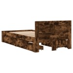 vidaXL Cadru de pat cu tăblie stejar fumuriu 90x200 cm lemn prelucrat