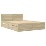 vidaXL Cadru de pat cu tăblie stejar sonoma 140x190 cm lemn prelucrat