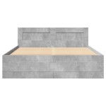 vidaXL Cadru de pat cu tăblie gri beton 135x190 cm lemn prelucrat vidaXL Cadru de pat cu tăblie gri beton 135x190 cm lemn prelucrat