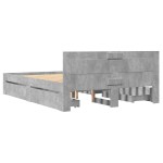 vidaXL Cadru de pat cu tăblie gri beton 135x190 cm lemn prelucrat vidaXL Cadru de pat cu tăblie gri beton 135x190 cm lemn prelucrat