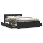 vidaXL Cadru de pat cu tăblie, negru, 120x190 cm, lemn prelucrat vidaXL Cadru de pat cu tăblie, negru, 120x190 cm, lemn prelucrat