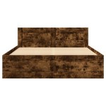 vidaXL Cadru de pat cu tăblie stejar fumuriu 120x190 cm lemn prelucrat vidaXL Cadru de pat cu tăblie stejar fumuriu 120x190 cm lemn prelucrat
