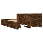 vidaXL Cadru de pat cu tăblie stejar fumuriu 120x190 cm lemn prelucrat vidaXL Cadru de pat cu tăblie stejar fumuriu 120x190 cm lemn prelucrat