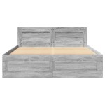 vidaXL Cadru de pat cu tăblie gri sonoma 120x190 cm lemn prelucrat vidaXL Cadru de pat cu tăblie gri sonoma 120x190 cm lemn prelucrat