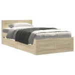 vidaXL Cadru de pat cu tăblie stejar sonoma 90x190 cm lemn prelucrat