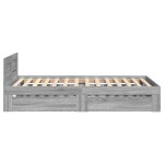 vidaXL Cadru de pat cu tăblie, gri sonoma, 90x190 cm, lemn prelucrat vidaXL Cadru de pat cu tăblie, gri sonoma, 90x190 cm, lemn prelucrat