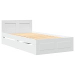 vidaXL Cadru de pat cu tăblie, alb, 75x190 cm, lemn prelucrat