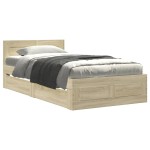 vidaXL Cadru de pat cu tăblie stejar sonoma 75x190 cm lemn prelucrat