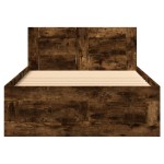 vidaXL Cadru de pat cu tăblie stejar fumuriu 75x190 cm lemn prelucrat vidaXL Cadru de pat cu tăblie stejar fumuriu 75x190 cm lemn prelucrat