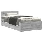 vidaXL Cadru de pat cu tăblie gri sonoma 75x190 cm lemn prelucrat