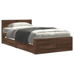 vidaXL Cadru de pat cu tăblie stejar maro 75x190 cm lemn prelucrat