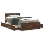 vidaXL Cadru de pat cu tăblie stejar maro 75x190 cm lemn prelucrat