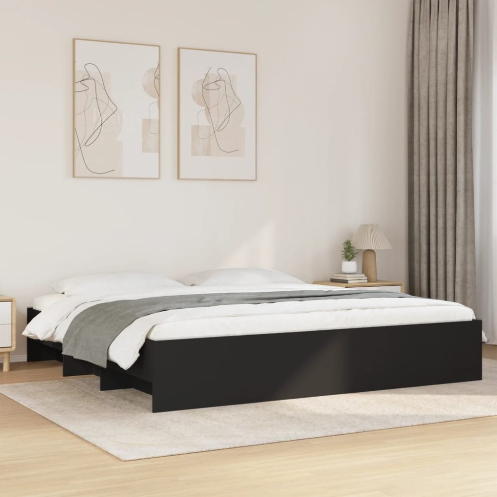 vidaXL Cadru de pat fără saltea Negru 180x200cm Lemn prelucrat
