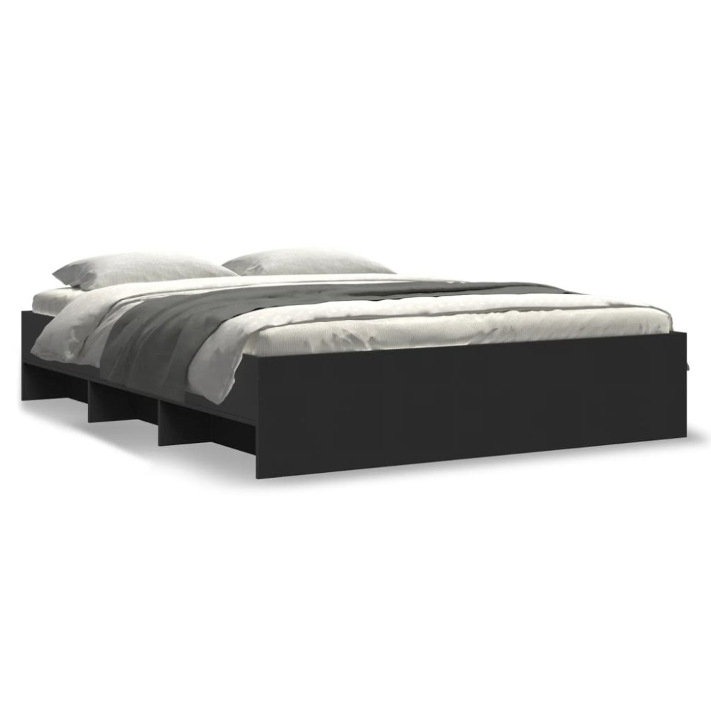 vidaXL Cadru de pat fără saltea Negru 160x200cm Lemn prelucrat