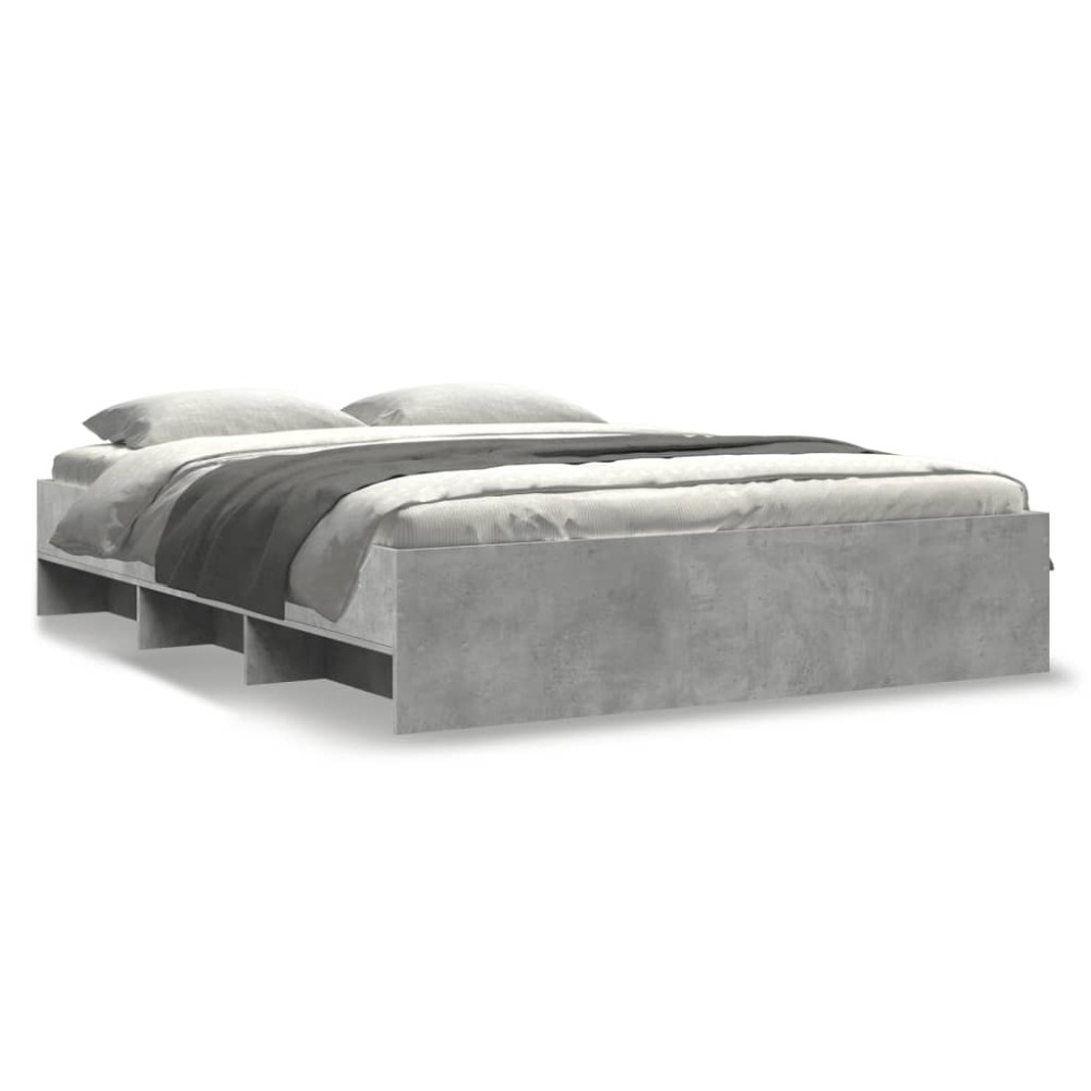 vidaXL Cadru de pat fără saltea Gri beton 160x200cm Lemn prelucrat