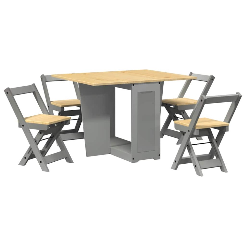 vidaXL Set mobilier tip fluture Corona, pliabil 5 piese gri lemn pin