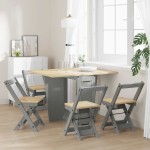 vidaXL Set mobilier tip fluture Corona, pliabil 5 piese gri lemn pin vidaXL Set mobilier tip fluture Corona, pliabil 5 piese gri lemn pin