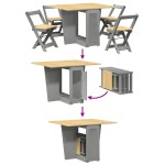 vidaXL Set mobilier tip fluture Corona, pliabil 5 piese gri lemn pin vidaXL Set mobilier tip fluture Corona, pliabil 5 piese gri lemn pin
