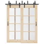 vidaXL Set feronerie pentru ușă glisantă, negru, 183 cm, oțel vidaXL Set feronerie pentru ușă glisantă, negru, 183 cm, oțel
