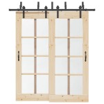 vidaXL Set feronerie pentru uși glisante, negru, 200 cm, oțel vidaXL Set feronerie pentru uși glisante, negru, 200 cm, oțel