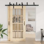 vidaXL Set feronerie pentru uși glisante, negru, 200 cm, oțel vidaXL Set feronerie pentru uși glisante, negru, 200 cm, oțel