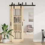 vidaXL Set feronerie pentru uși glisante, negru, 152,5 cm, oțel