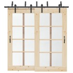 vidaXL Set feronerie pentru uși glisante, negru, 213,5 cm, oțel vidaXL Set feronerie pentru uși glisante, negru, 213,5 cm, oțel