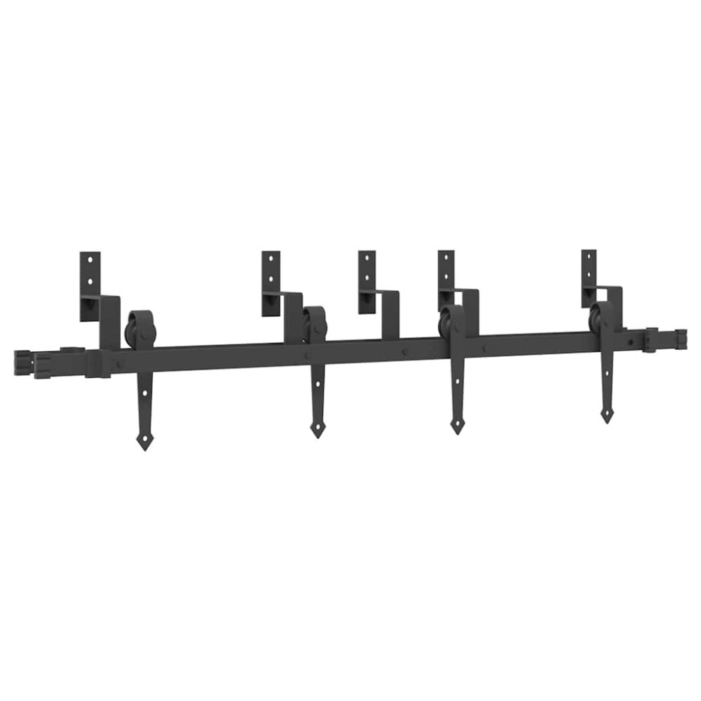 vidaXL Set feronerie pentru uși glisante, negru, 152,5 cm, oțel
