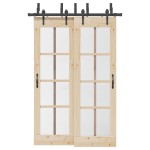 vidaXL Set feronerie pentru uși glisante, negru, 152,5 cm, oțel vidaXL Set feronerie pentru uși glisante, negru, 152,5 cm, oțel