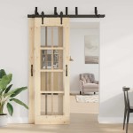 vidaXL Set feronerie pentru uși glisante, negru, 152,5 cm, oțel vidaXL Set feronerie pentru uși glisante, negru, 152,5 cm, oțel