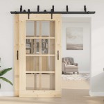 vidaXL Set feronerie pentru uși glisante, negru, 213,5 cm, oțel