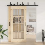 vidaXL Set feronerie pentru ușă glisantă, negru, 183 cm, oțel vidaXL Set feronerie pentru ușă glisantă, negru, 183 cm, oțel