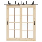 vidaXL Set feronerie pentru uși glisante, negru, 200 cm, oțel vidaXL Set feronerie pentru uși glisante, negru, 200 cm, oțel