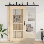 vidaXL Set feronerie pentru uși glisante, negru, 200 cm, oțel vidaXL Set feronerie pentru uși glisante, negru, 200 cm, oțel