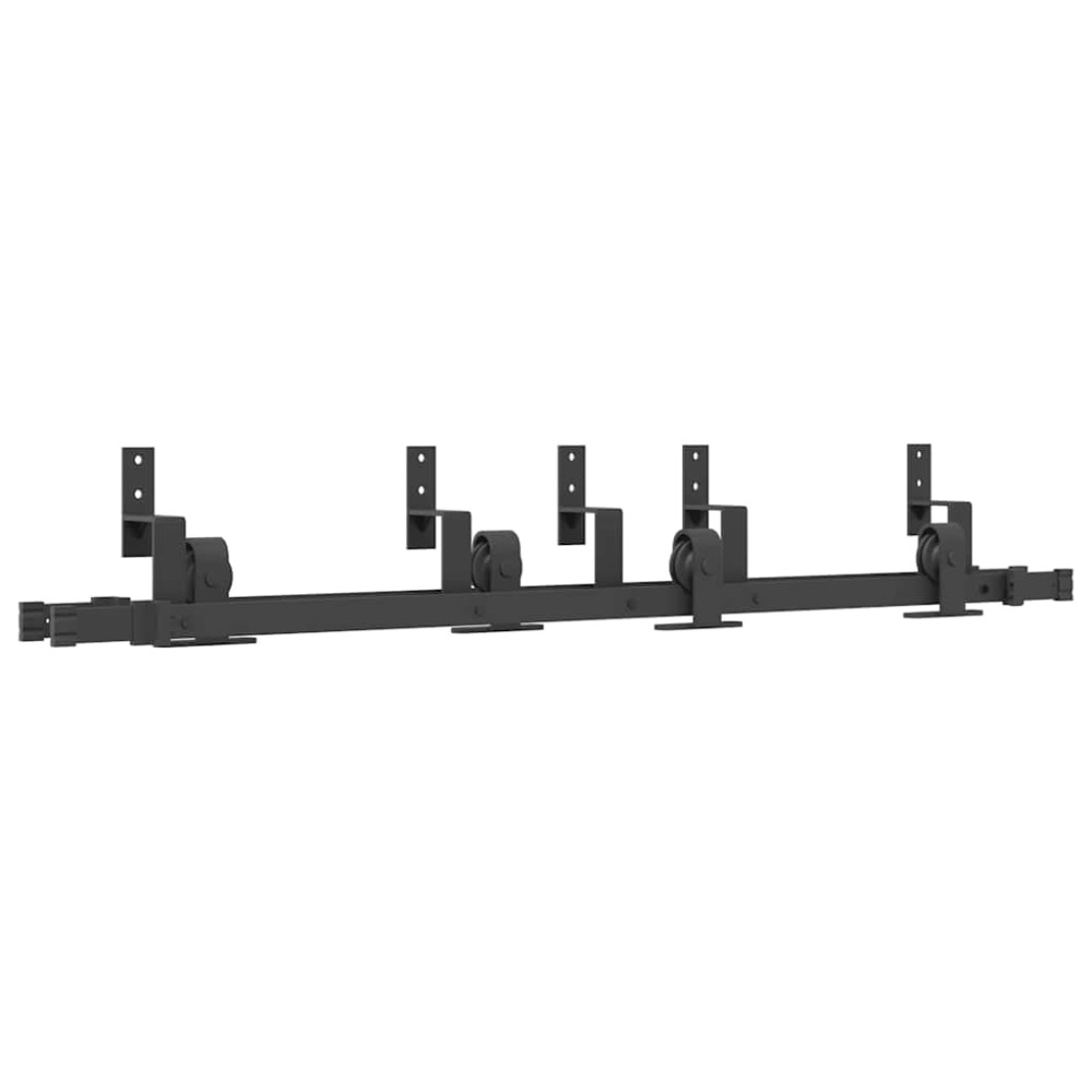 vidaXL Set feronerie pentru uși glisante, negru, 152,5 cm, oțel