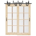 vidaXL Set feronerie pentru ușă glisantă, negru, 183 cm, oțel vidaXL Set feronerie pentru ușă glisantă, negru, 183 cm, oțel
