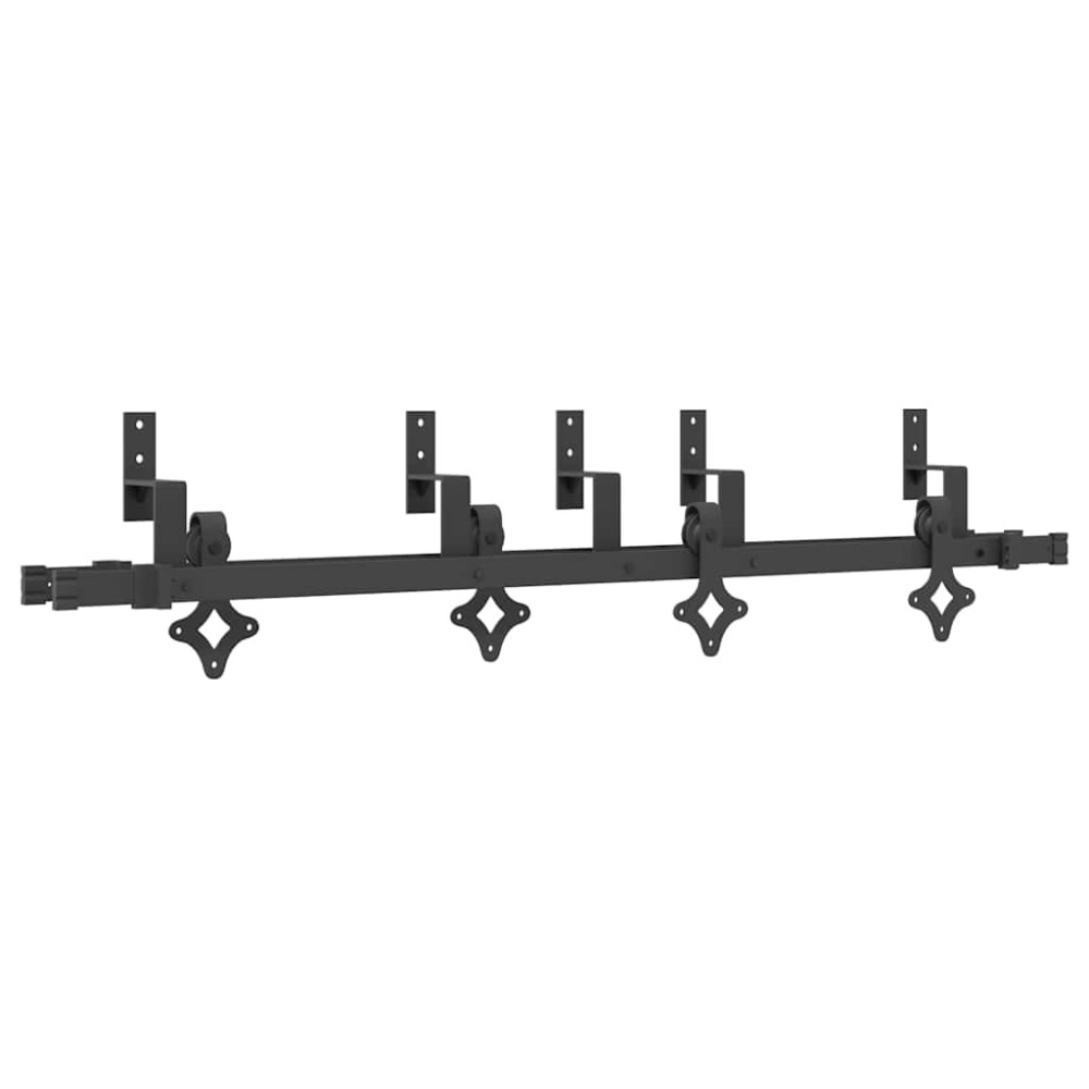 vidaXL Set feronerie pentru uși glisante, negru, 152,5 cm, oțel