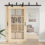 vidaXL Set feronerie pentru uși glisante, negru, 213,5 cm, oțel