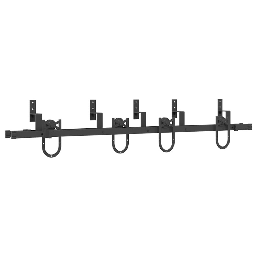 vidaXL Set feronerie pentru ușă glisantă, negru, 183 cm, oțel